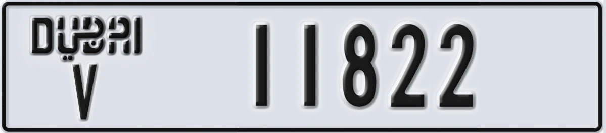 UAE License Plate Dubai V 11822
