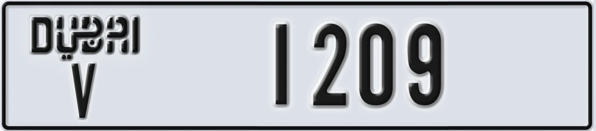 UAE License Plate Dubai V 1209