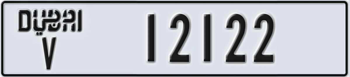 UAE License Plate Dubai V 12122