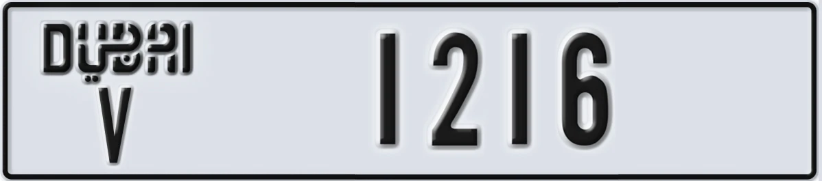 UAE License Plate Dubai V 1216
