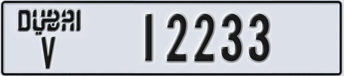 UAE License Plate Dubai V 12233