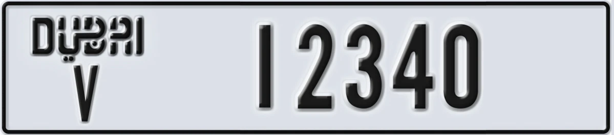 UAE License Plate Dubai V 12340