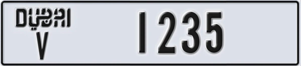 UAE License Plate Dubai V 1235
