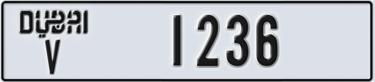 UAE License Plate Dubai V 1236