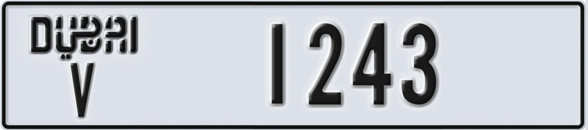 UAE License Plate Dubai V 1243