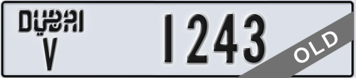 UAE License Plate Dubai V 1243