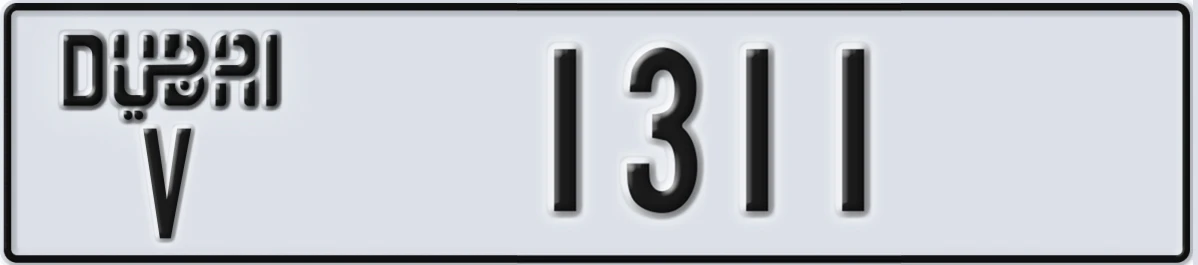 UAE License Plate Dubai V 1311