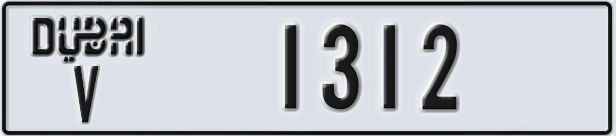 UAE License Plate Dubai V 1312