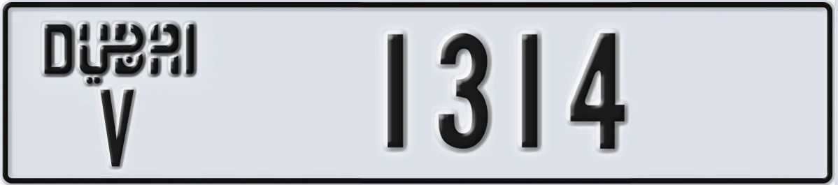 UAE License Plate Dubai V 1314