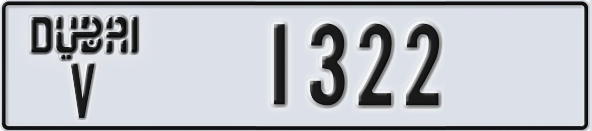UAE License Plate Dubai V 1322