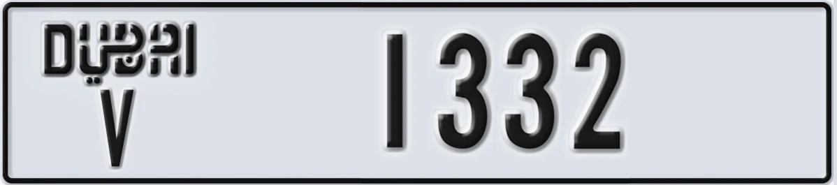 UAE License Plate Dubai V 1332