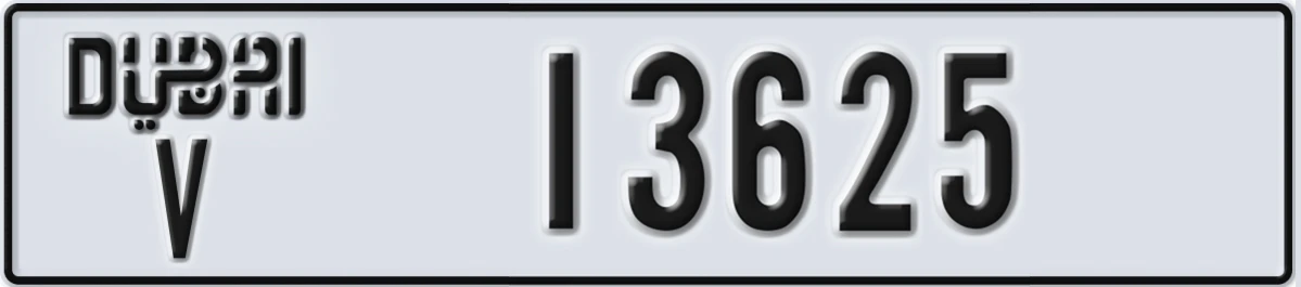 UAE License Plate Dubai V 13625