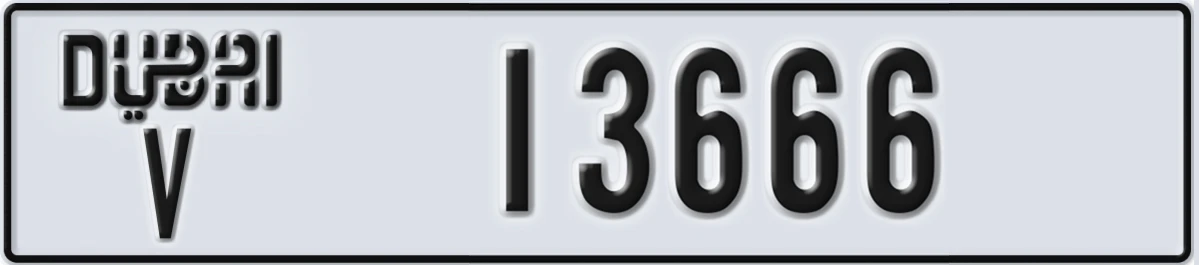 UAE License Plate Dubai V 13666