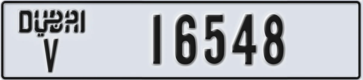 UAE License Plate Dubai V 16548