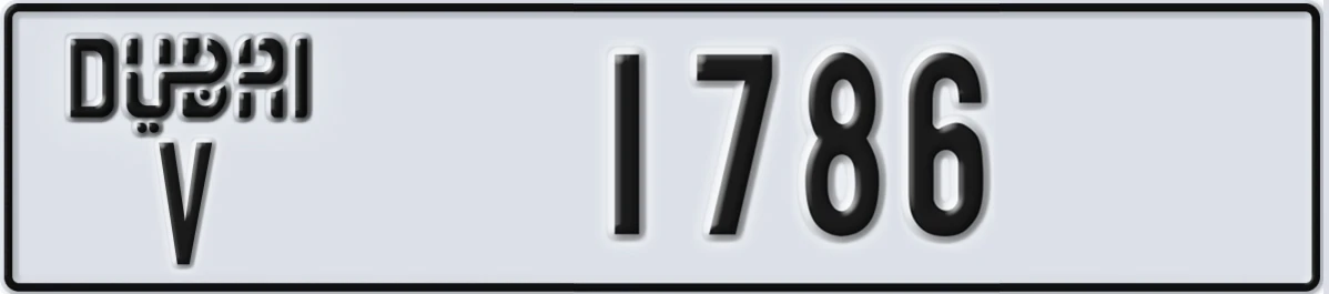 UAE License Plate Dubai V 1786