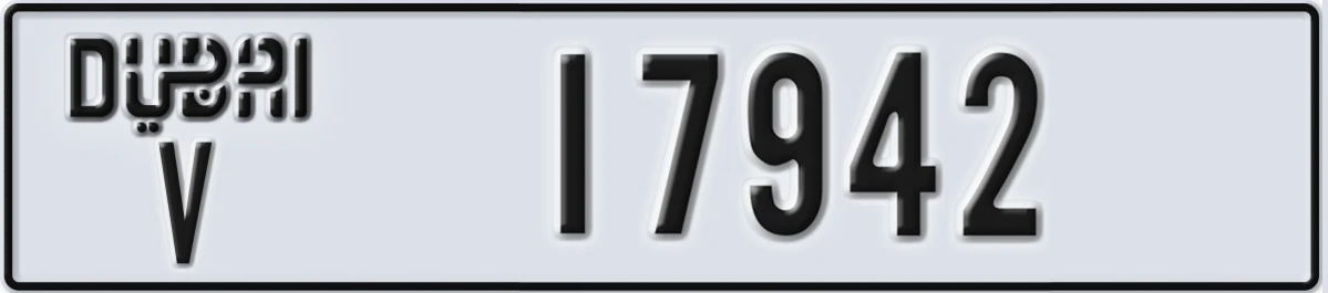 UAE License Plate Dubai V 17942