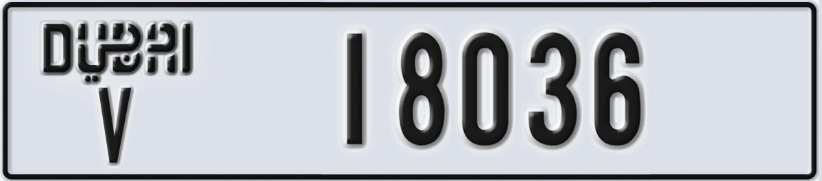 UAE License Plate Dubai V 18036