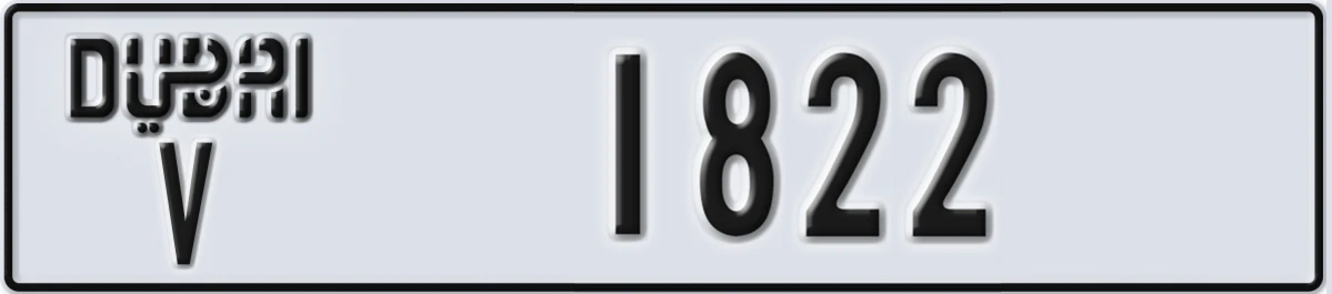 UAE License Plate Dubai V 1822