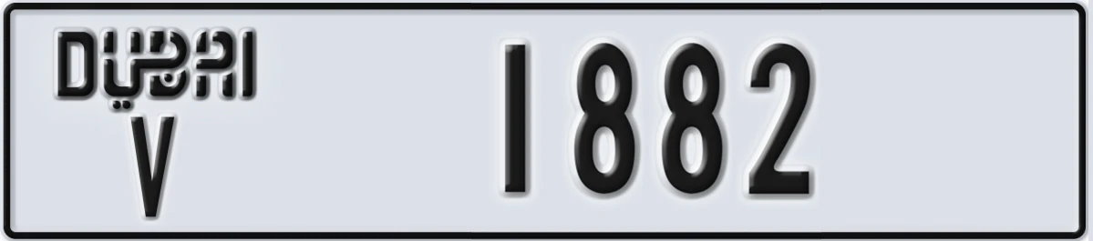 UAE License Plate Dubai V 1882
