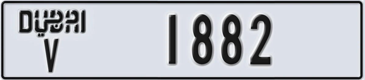 UAE License Plate Dubai V 1882