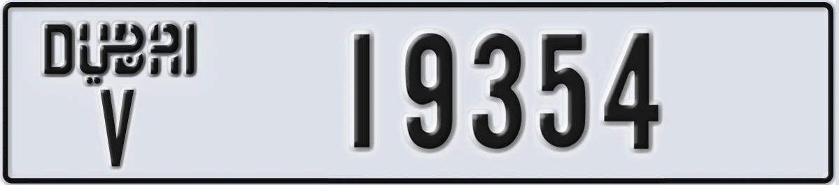 UAE License Plate Dubai V 19354