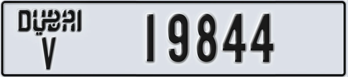 UAE License Plate Dubai V 19844