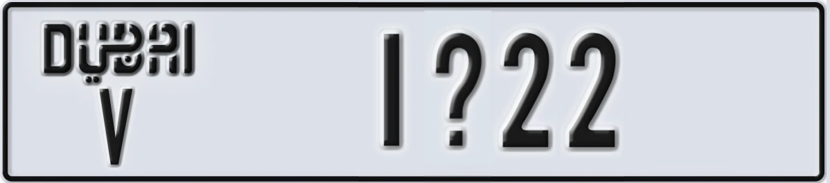UAE License Plate Dubai V 1X22