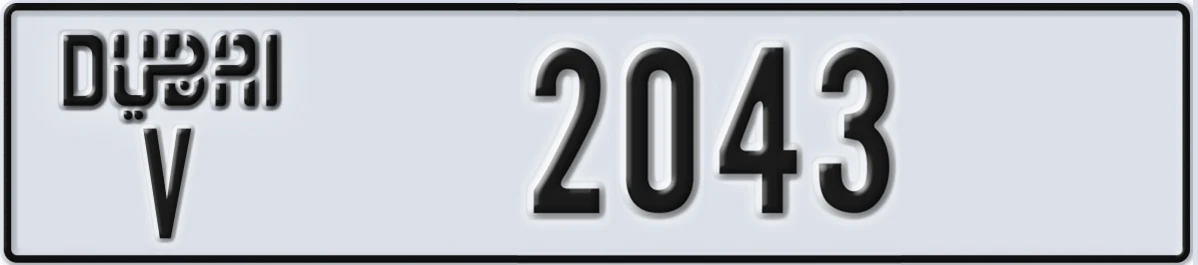 UAE License Plate Dubai V 2043