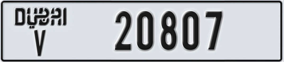 UAE License Plate Dubai V 20807