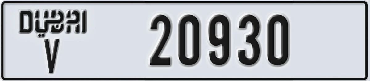 UAE License Plate Dubai V 20930