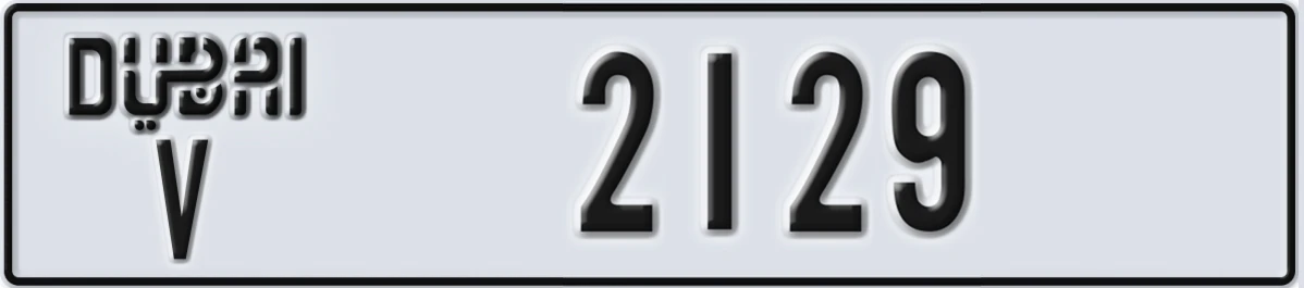 UAE License Plate Dubai V 2129