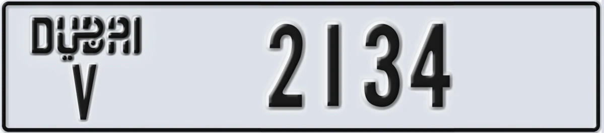 UAE License Plate Dubai V 2134