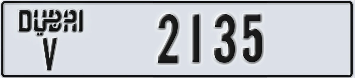 UAE License Plate Dubai V 2135