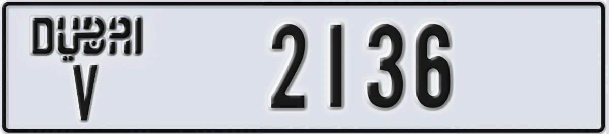 UAE License Plate Dubai V 2136