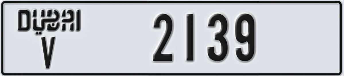 UAE License Plate Dubai V 2139