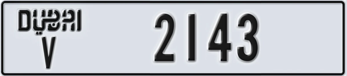 UAE License Plate Dubai V 2143