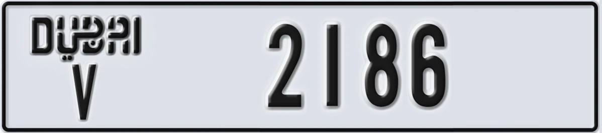 UAE License Plate Dubai V 2186