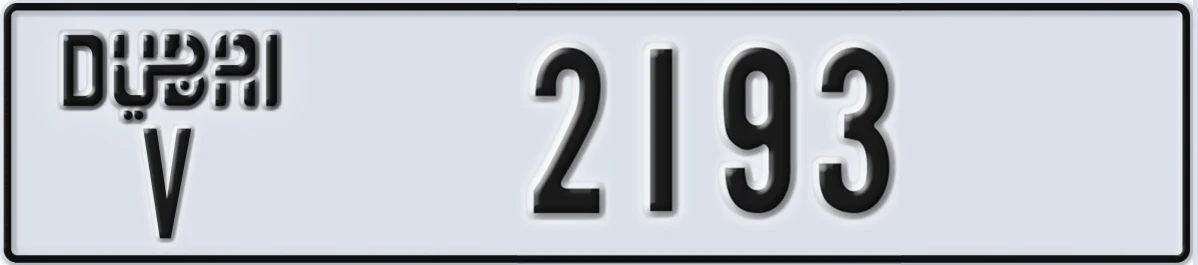 UAE License Plate Dubai V 2193
