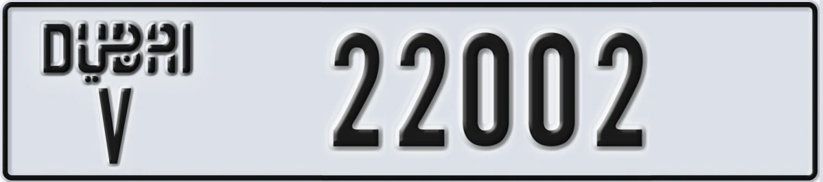 UAE License Plate Dubai V 22002