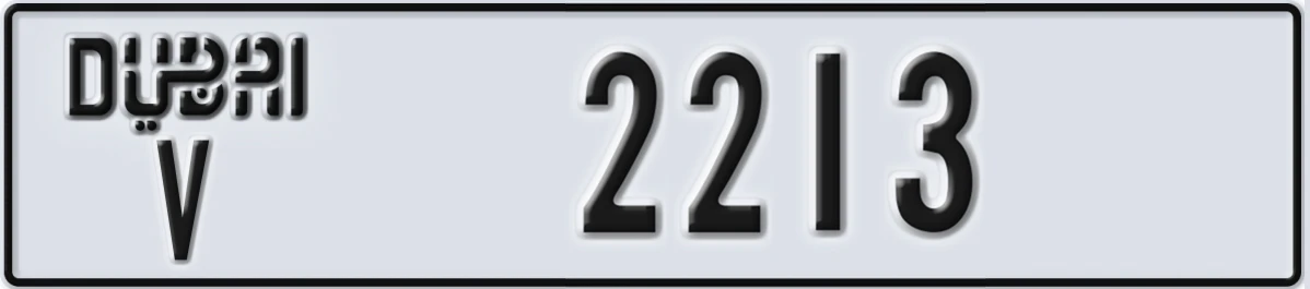 UAE License Plate Dubai V 2213