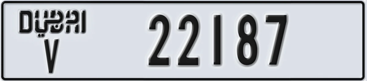 UAE License Plate Dubai V 22187