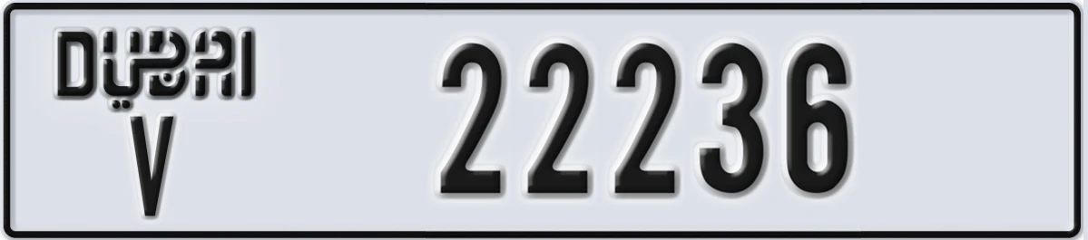 UAE License Plate Dubai V 22236