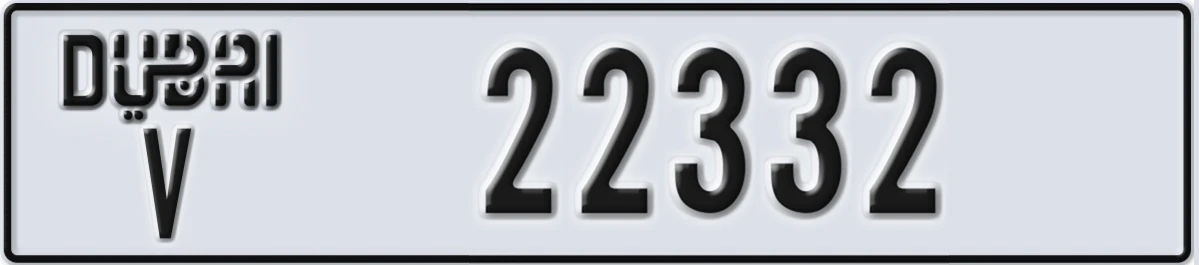 UAE License Plate Dubai V 22332