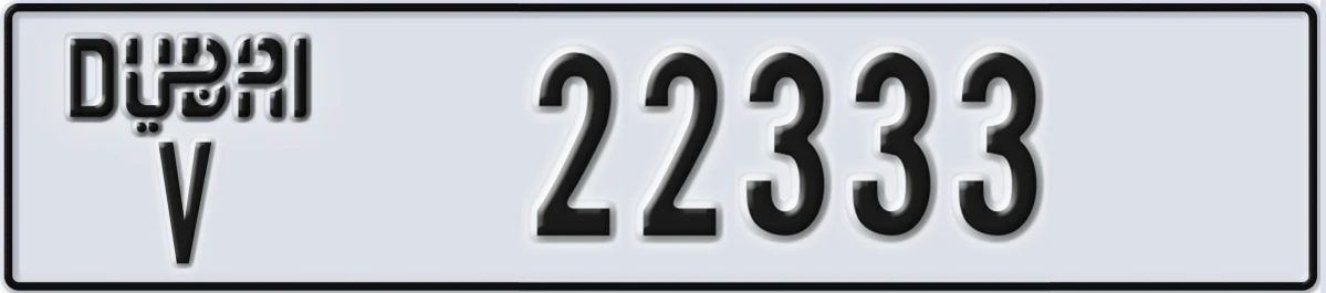 UAE License Plate Dubai V 22333