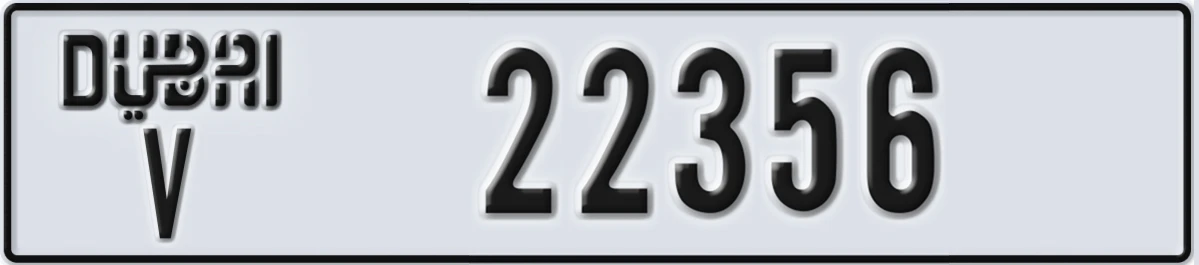 UAE License Plate Dubai V 22356