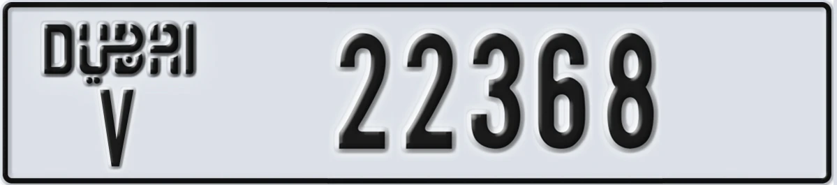 UAE License Plate Dubai V 22368
