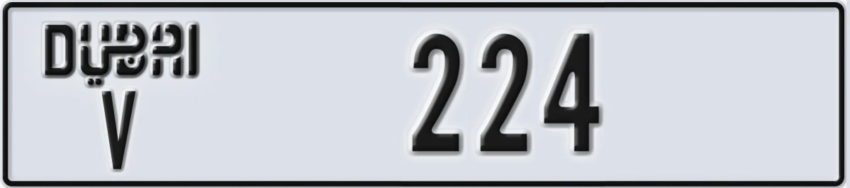UAE License Plate Dubai V 224