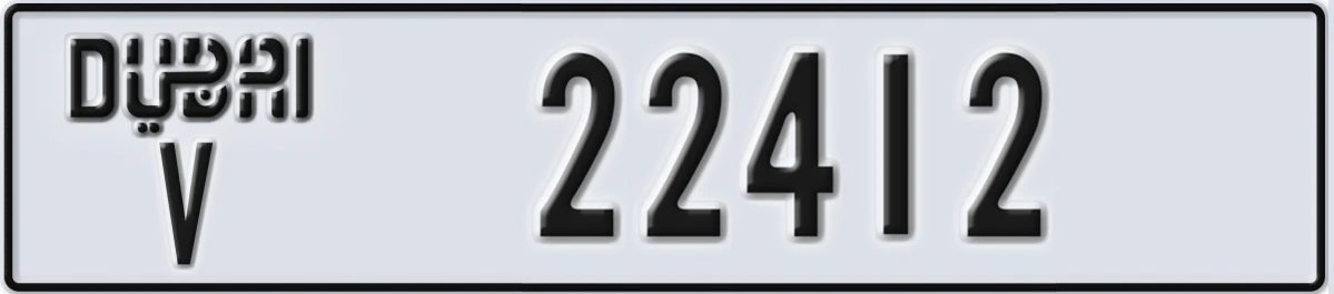 UAE License Plate Dubai V 22412