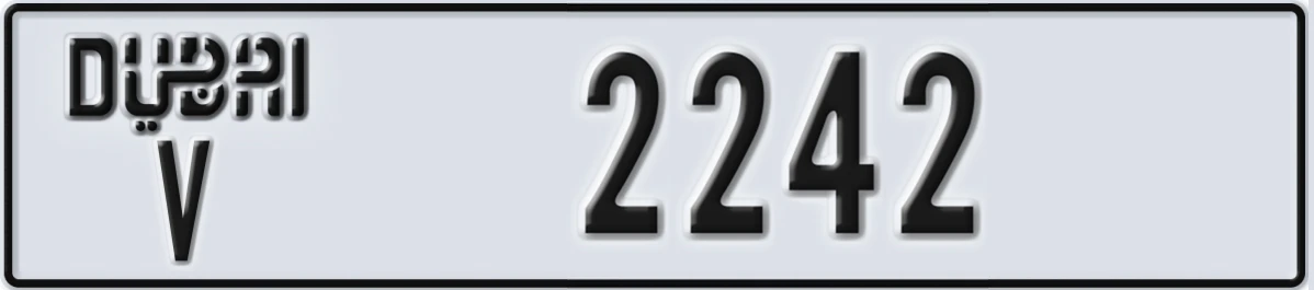 UAE License Plate Dubai V 2242