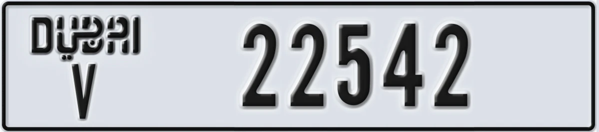 UAE License Plate Dubai V 22542